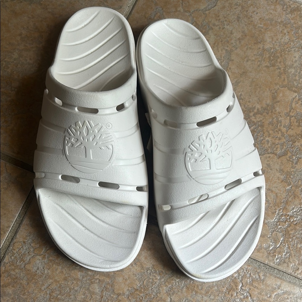 Timberland White Slide Sandals